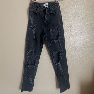 Distressed mom jeans!!